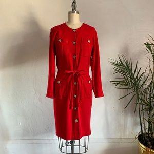 Vintage Convertible Dress - Red Tortoise Button Front Duster Long Jacket Capsule